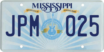MS license plate JPM025