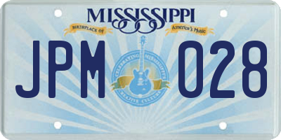 MS license plate JPM028