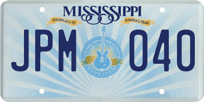MS license plate JPM040
