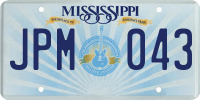 MS license plate JPM043