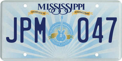 MS license plate JPM047