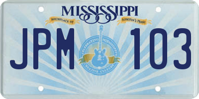 MS license plate JPM103