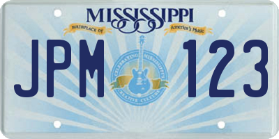 MS license plate JPM123