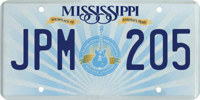 MS license plate JPM205
