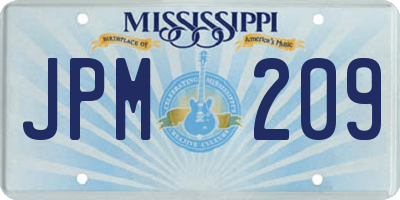 MS license plate JPM209