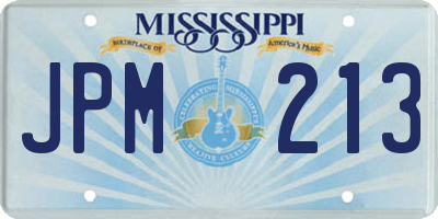 MS license plate JPM213