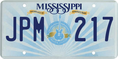 MS license plate JPM217