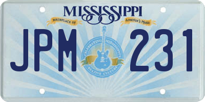 MS license plate JPM231