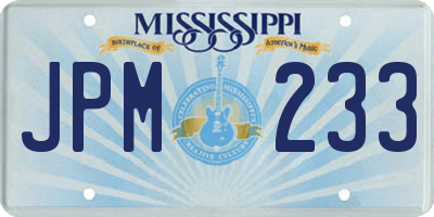 MS license plate JPM233