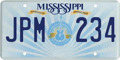 MS license plate JPM234