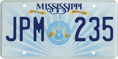 MS license plate JPM235