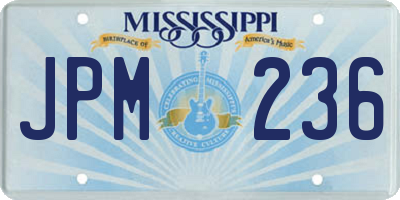 MS license plate JPM236