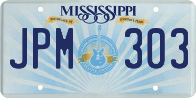 MS license plate JPM303
