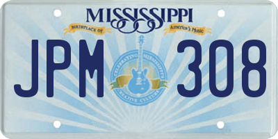 MS license plate JPM308