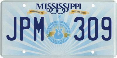 MS license plate JPM309