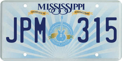 MS license plate JPM315