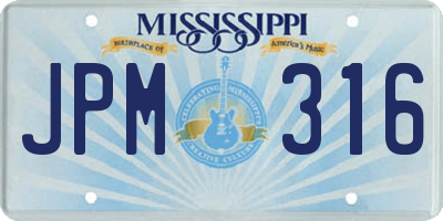 MS license plate JPM316