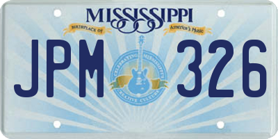 MS license plate JPM326