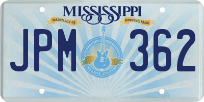 MS license plate JPM362