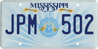 MS license plate JPM502