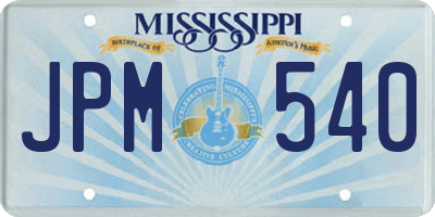 MS license plate JPM540