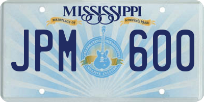 MS license plate JPM600