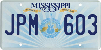 MS license plate JPM603
