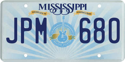 MS license plate JPM680