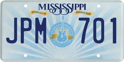 MS license plate JPM701