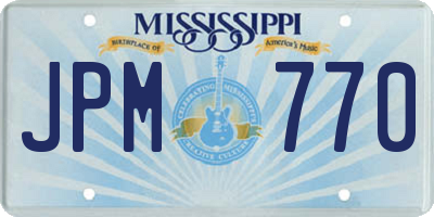 MS license plate JPM770