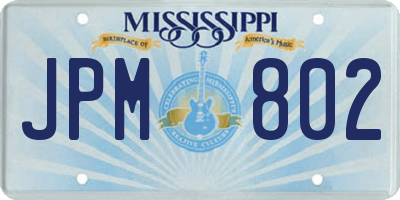 MS license plate JPM802