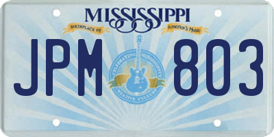 MS license plate JPM803