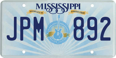 MS license plate JPM892
