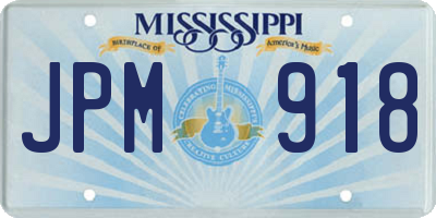 MS license plate JPM918