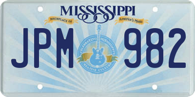MS license plate JPM982