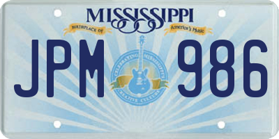 MS license plate JPM986