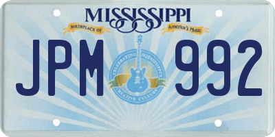 MS license plate JPM992