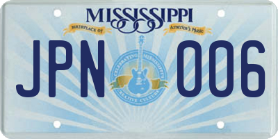 MS license plate JPN006