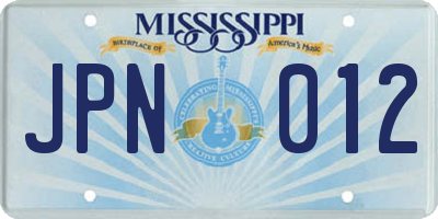 MS license plate JPN012
