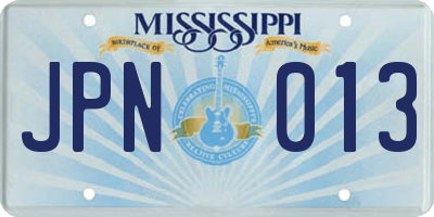 MS license plate JPN013
