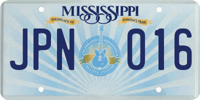 MS license plate JPN016
