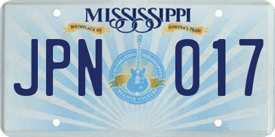 MS license plate JPN017
