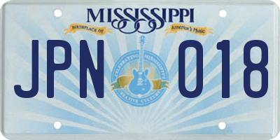 MS license plate JPN018