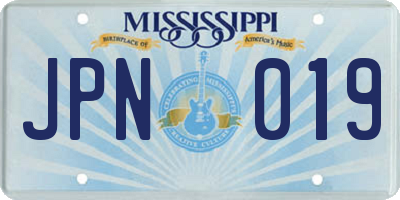 MS license plate JPN019