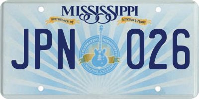 MS license plate JPN026