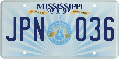 MS license plate JPN036