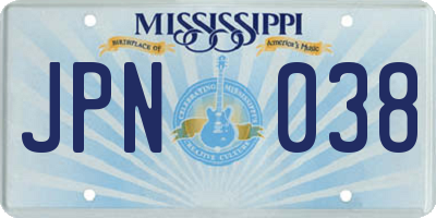 MS license plate JPN038
