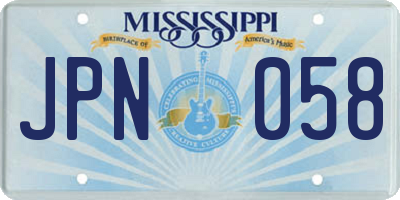 MS license plate JPN058