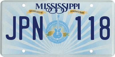 MS license plate JPN118