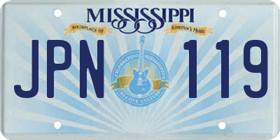 MS license plate JPN119